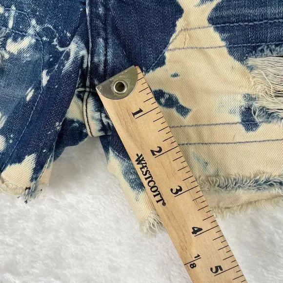 Robins Jean Shorts Womens Size 30 Blue Distressed Gypsy Jeweled Raw Hem Cut Off - Picture 7 of 15